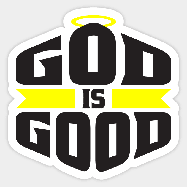 God is Good Black and Yellow Halo Christian Sticker by teevisionshop